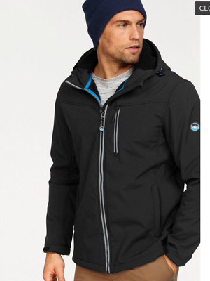 Polarino Gr. 48R schwarz Softshell JACKE Kapuze atmungsaktiv wasserabweisend UVP 5£