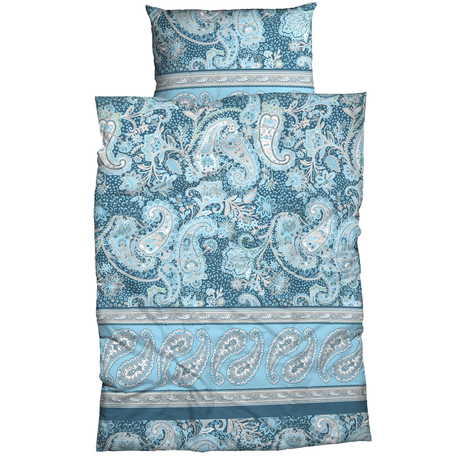 Bettwäsche Manadala Ornamente Casatex Sentta Blau Satin Orient Paisley Bordüre