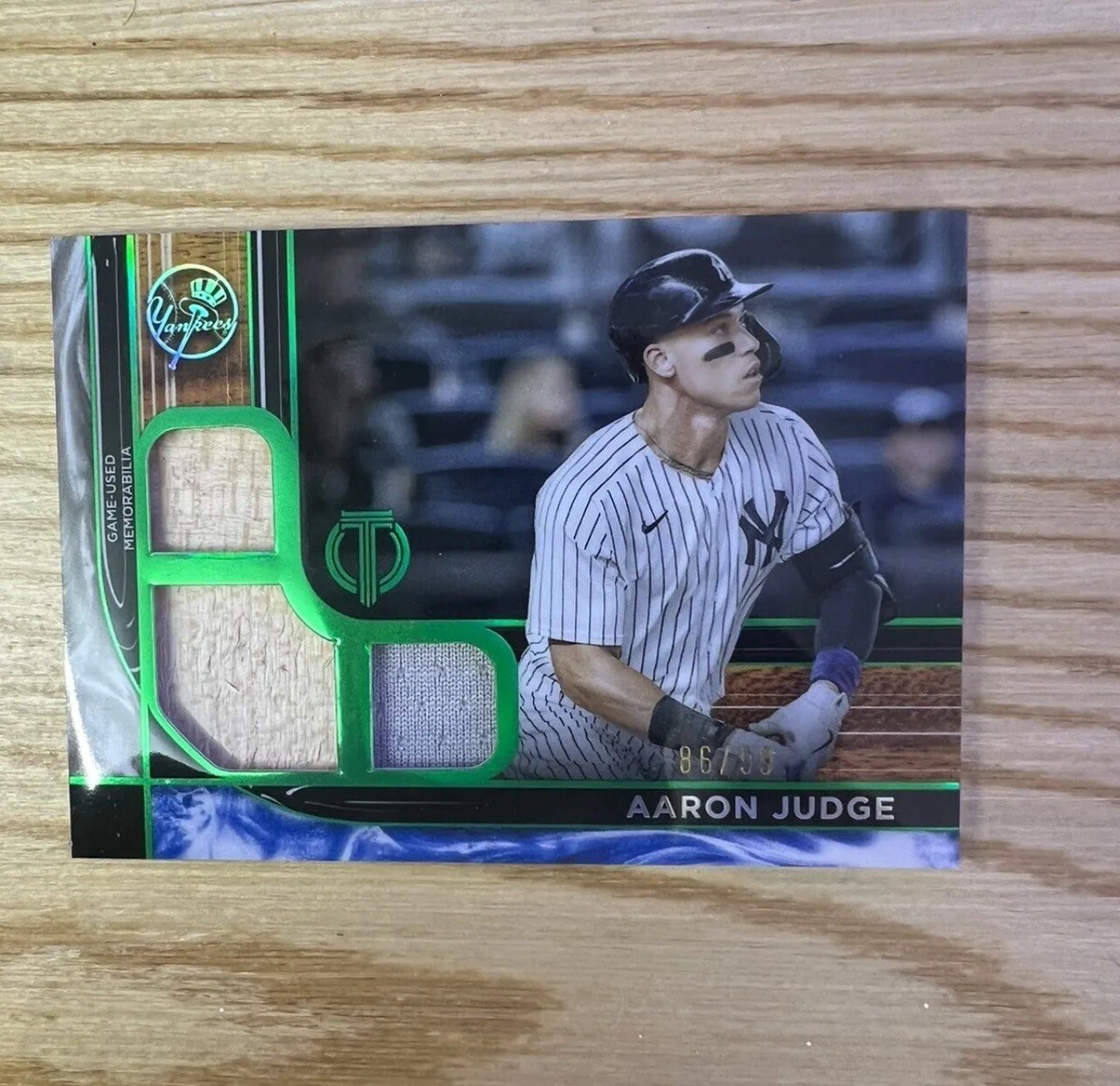 2022 Topps Tribute Aaron Judge Triple Relic Card Game Used 86/99 