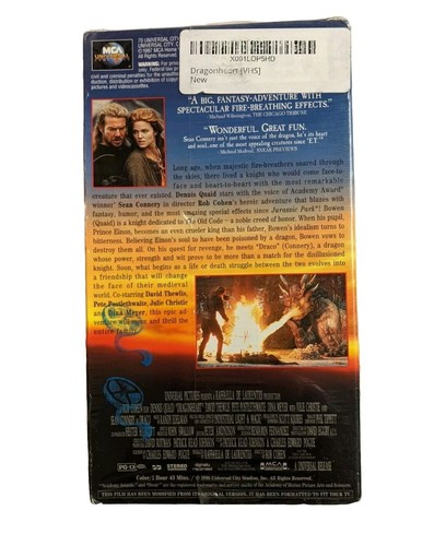 New Dragonheart VHS Video Cassette Tape W Slip Case Cover Brand Factory Sealed - Picture 2 of 9