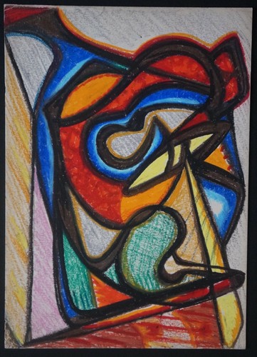 Disegno Pastelli Composizione Astratto Di Angelo Falchi (1913/1989) - Picture 2 of 3
