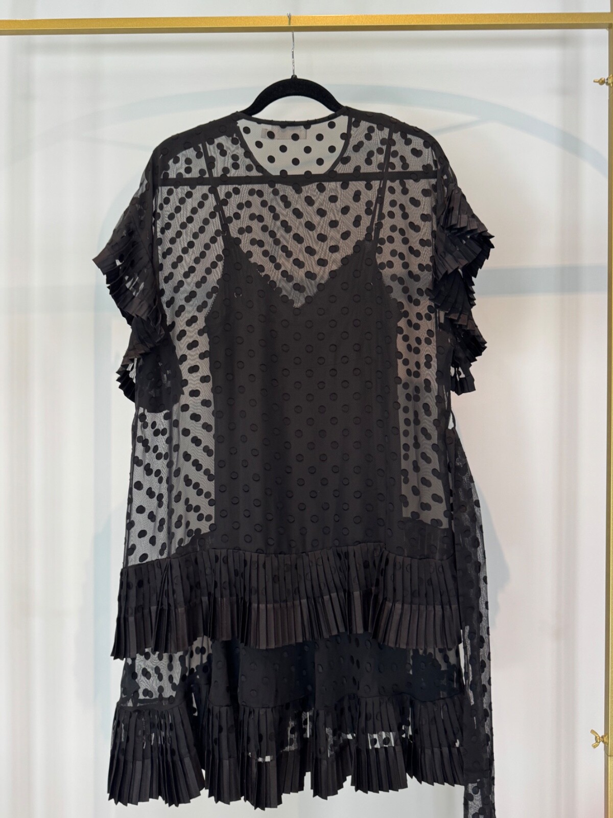 Zimmermann Black Dress Sheer, Ruffles, Polkadots, Size 2