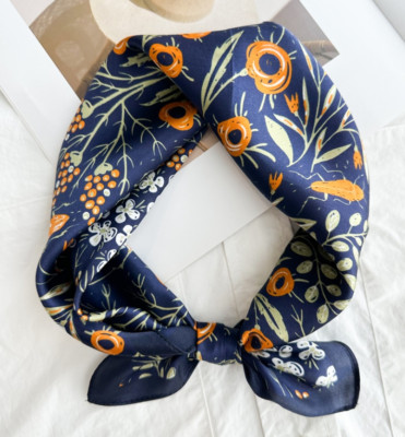 100% mulberry silk Tibetan blue floral printed square scarf 53 * 53cm 