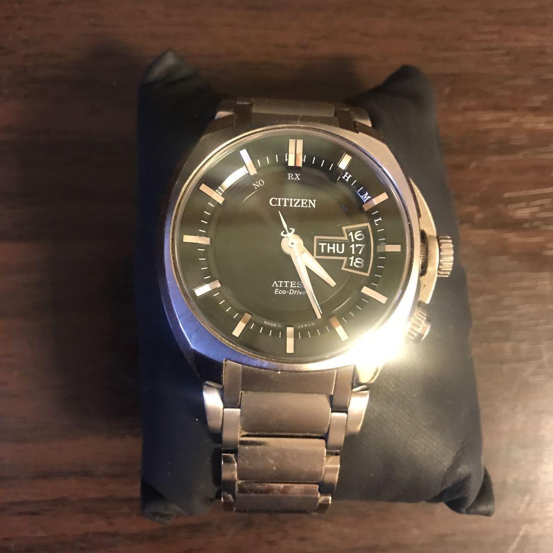 Citizen Attesa ATD53-3001 Eco-Drive Day Date Titanium Quartz Mens 