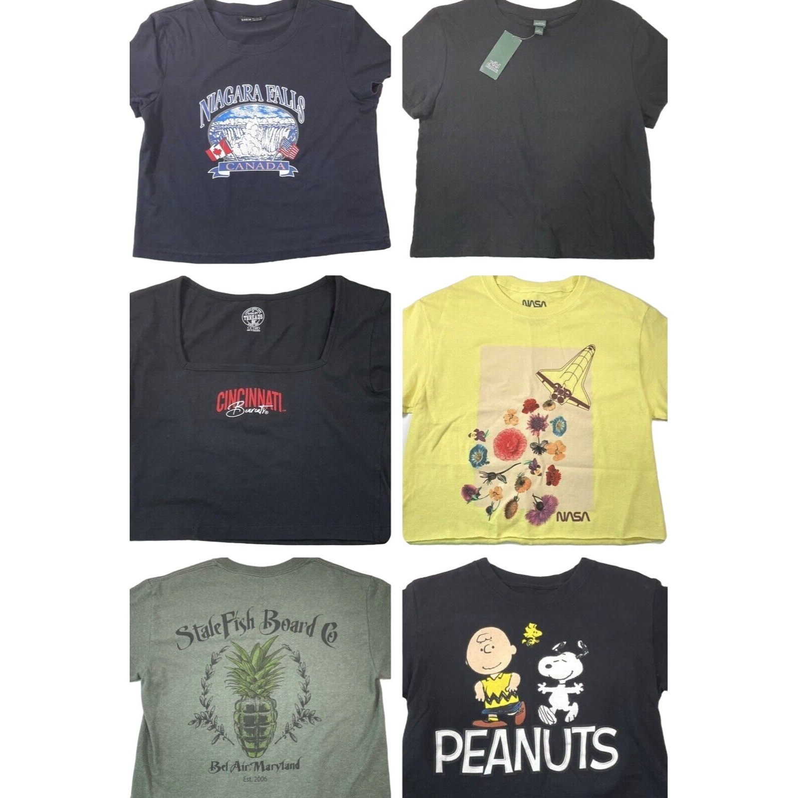 Crop Top Lot Cropped T-Shirt Short Sleeve Graphic Tee 90s Y2K Juniors Womens S-image