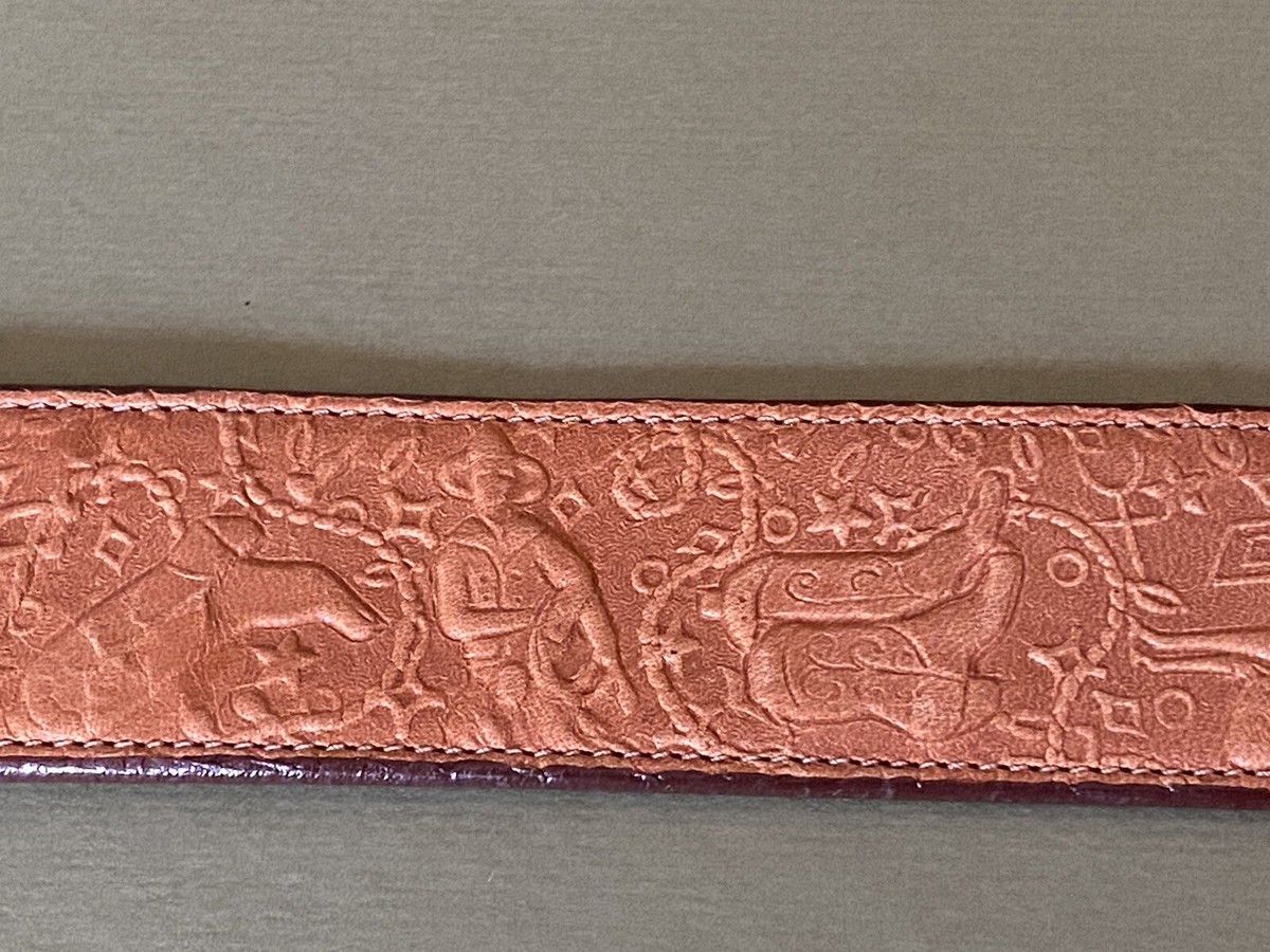 James Culver Hand Made Tooled Leather Western Belt Strap 