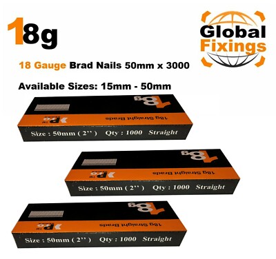 18g gerade 3000 x 50mm Brad Nägel, galv passend für alle 18g Nagler