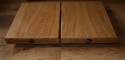 2 x Oscars Audio Lautsprecher Isolation Plattformen in Eiche Sockel Lautsprecher Sub 250x350