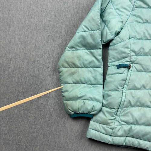 Patagonia Down Sweater Puffer Jacket Girls Small 8 Green Full Zip Mock Neck Coat - Picture 9 of 14
