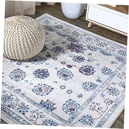 MDP101D-5SQ Modern Vintage Moroccan 5' x 5' (Square) Ivory/Blue/Red