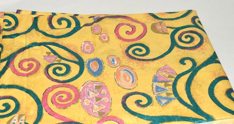 De colección 1987 Westgate Danubio Amarillo Rosa Teal Remolinado Serigrafía Tela 54"X155" Foto 2 de 4