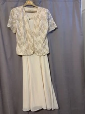 Aspeed Formal Evening Gown w/jacket, cream colored, size Med