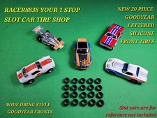 20 Piece WIDE AFX GOODYEAR Lettered FRONT SILICONE Tires HO Slot Car Parts