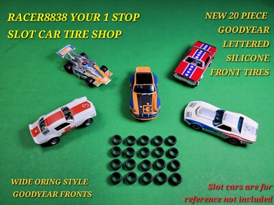 20 Piece WIDE AFX GOODYEAR Lettered FRONT SILICONE Tires HO Slot Car Parts 