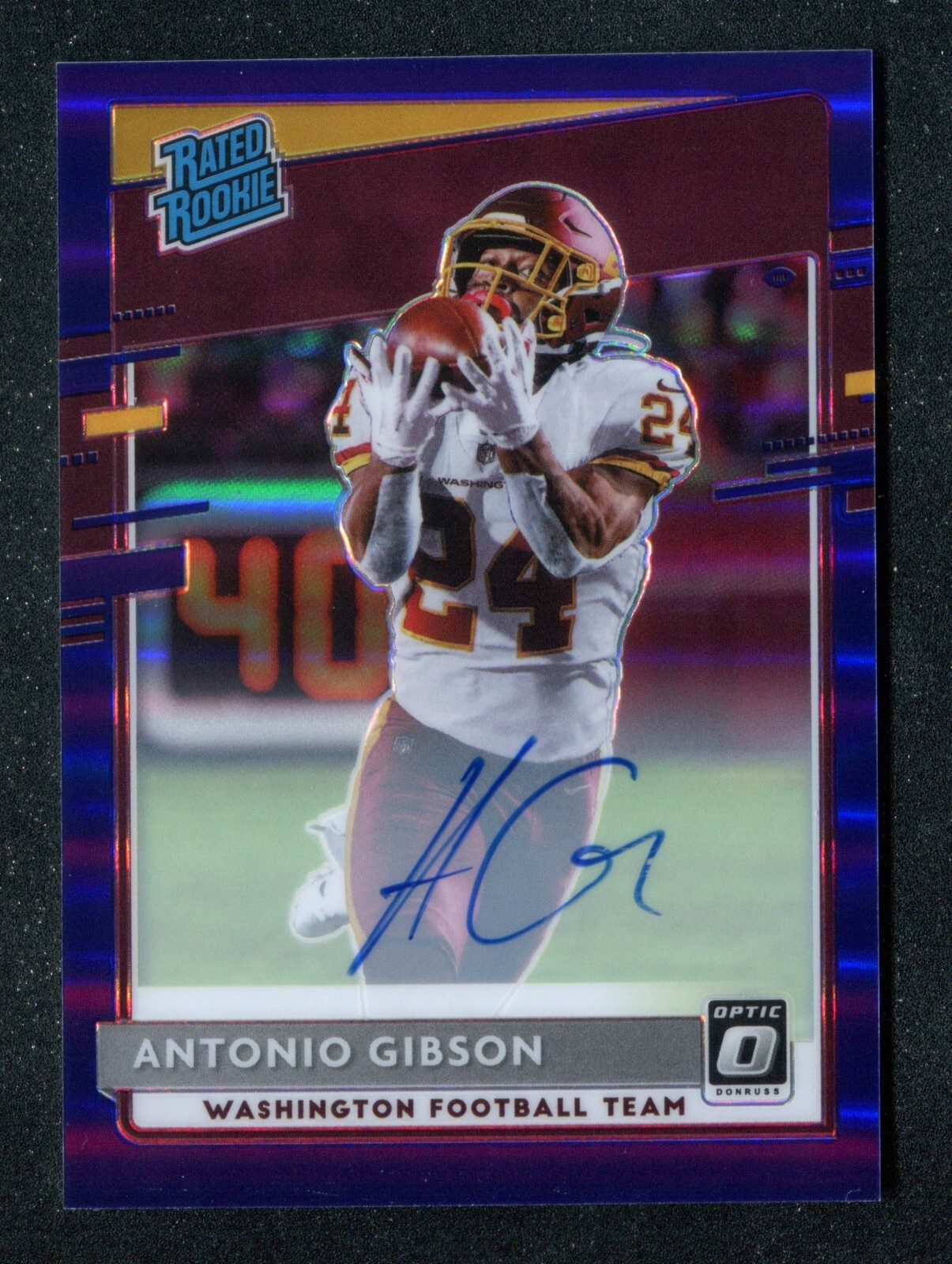 2020 Donruss Optic Rated Rookies Autographs Purple #185 Antonio Gibson RC /35