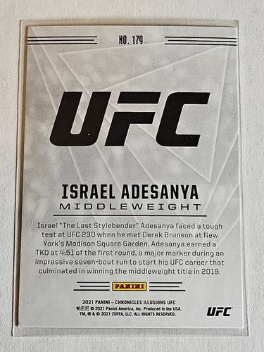 Israel Adesanya - 2021 Chronicles Illusions Base Card - Picture 2 of 2