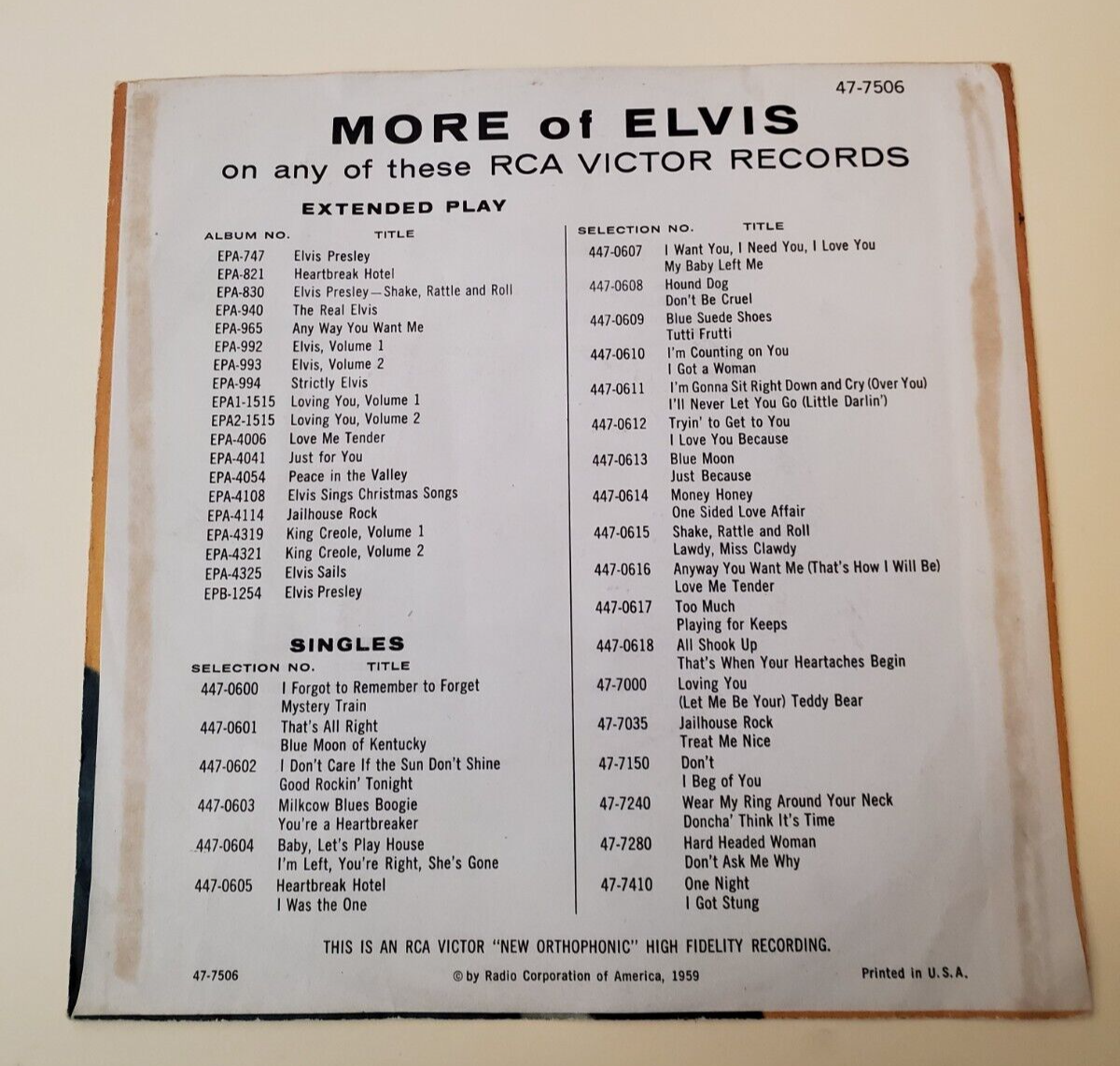 elvis presley I NEED YOU SO レコード Elvis Presley / I Want You, I Need You, I Love You / Red