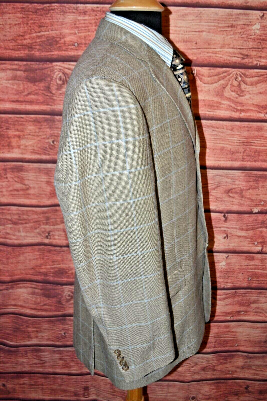 Burberry London Men's Linen Blend Window Pane 3 Front Button Sports Coat Sz 42R thumbnail 5