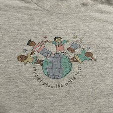 Vintage 90s Reebok Mens Humanity Love Gray T-Shirt Size Large L World