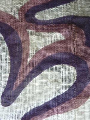 Coupon De Tissu Des Années 70 Mauve - Motif Graphique Rétro Pour Rideaux Ou Déco