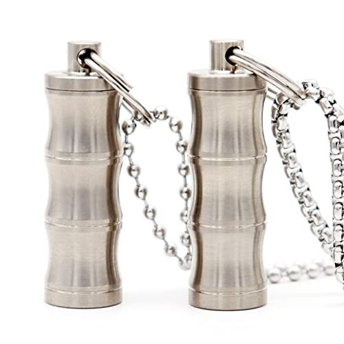 2 Pack Titanium Mini Pill Case Pendant Necklace Waterproof Pill Holder Container - Picture 1 of 7