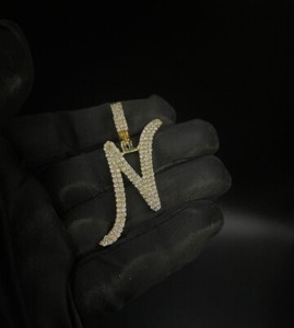 Authentic Men's Any Initial Letter Pendant CVD / Moissanite / Cubic Zirconia 925 Silver