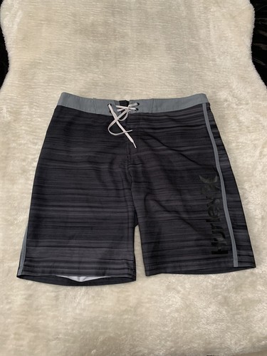 Hurley Mens Black Gray Board Shorts Size 32 Swim Shorts Bottoms