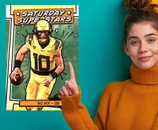 Bo Nix Oregon Ducks Quarterback Saturday Superstars NCAA Poster or Canvas