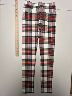 Crewcuts Girls Red Tartan Plaid Full Length Leggings Size 14 Pants