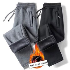 Mens Thermal Fleece Lined Elasticated Sport Joggers Winter Thick Trousers Pants'