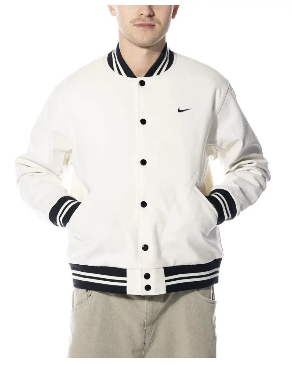 Brand New Men's Varsity Jacket Nike Authentic Sail Black Brand New Men's Varsity Jacket Nike Authentic Sail Black