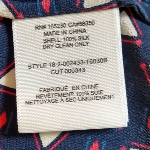 JOIE Estero Geometric Navy Blue Silk Pullover Blouse Top M NWT - 第 4/11 張圖片