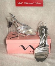NINA Sandals Heels Silver Rhinestones Elegant Granado Sz 8M  XLNT  