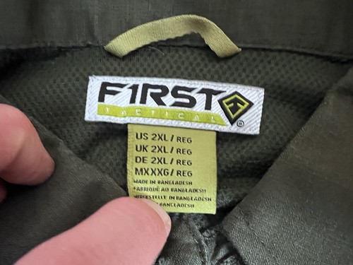 First Tactical Shirt Mens 2XL XXL Green Button Up Gun Shooting Ammo Pockets Big - Picture 5 of 12