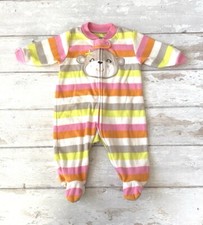 Carters 3m Baby Girl Fleece Zip Up Footie Sleeper One Piece Pajamas Pink Stripes