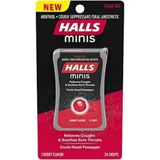 2 HALLS Minis Mentho-Cherry Sugar Free Cough Drops, 48 Drops, expires 2026 NEW