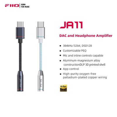 fiio JadeAudio JA11 USB Type C to 3.5mm Earphone/Headphone Adapter USB C Cable