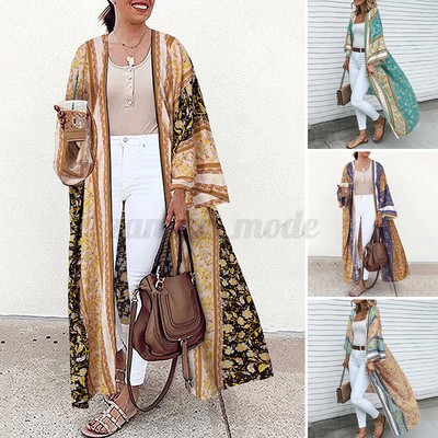 Women Casual Kaftan Floral Cape Kimono 
