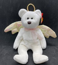 Retired TY HALO the Angel Bear Beanie Baby - Very Rare w/ Brown Nose & Errors, 1