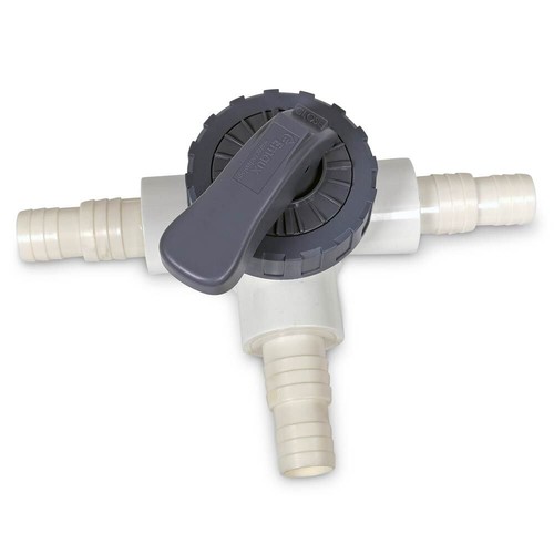 PVC 3 Wege Kugelhahn T-Ventil mit Schlauchanschluss d 32/38 mm Pool Solar Teich - Bild 3 von 5