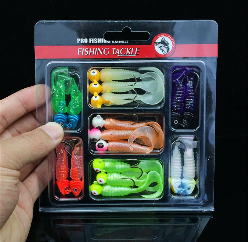 17Pcs/Set Soft Silicone Fishing Lures Jig Head Hooks Worm Soft Swimbaits Hooks - Image 4
