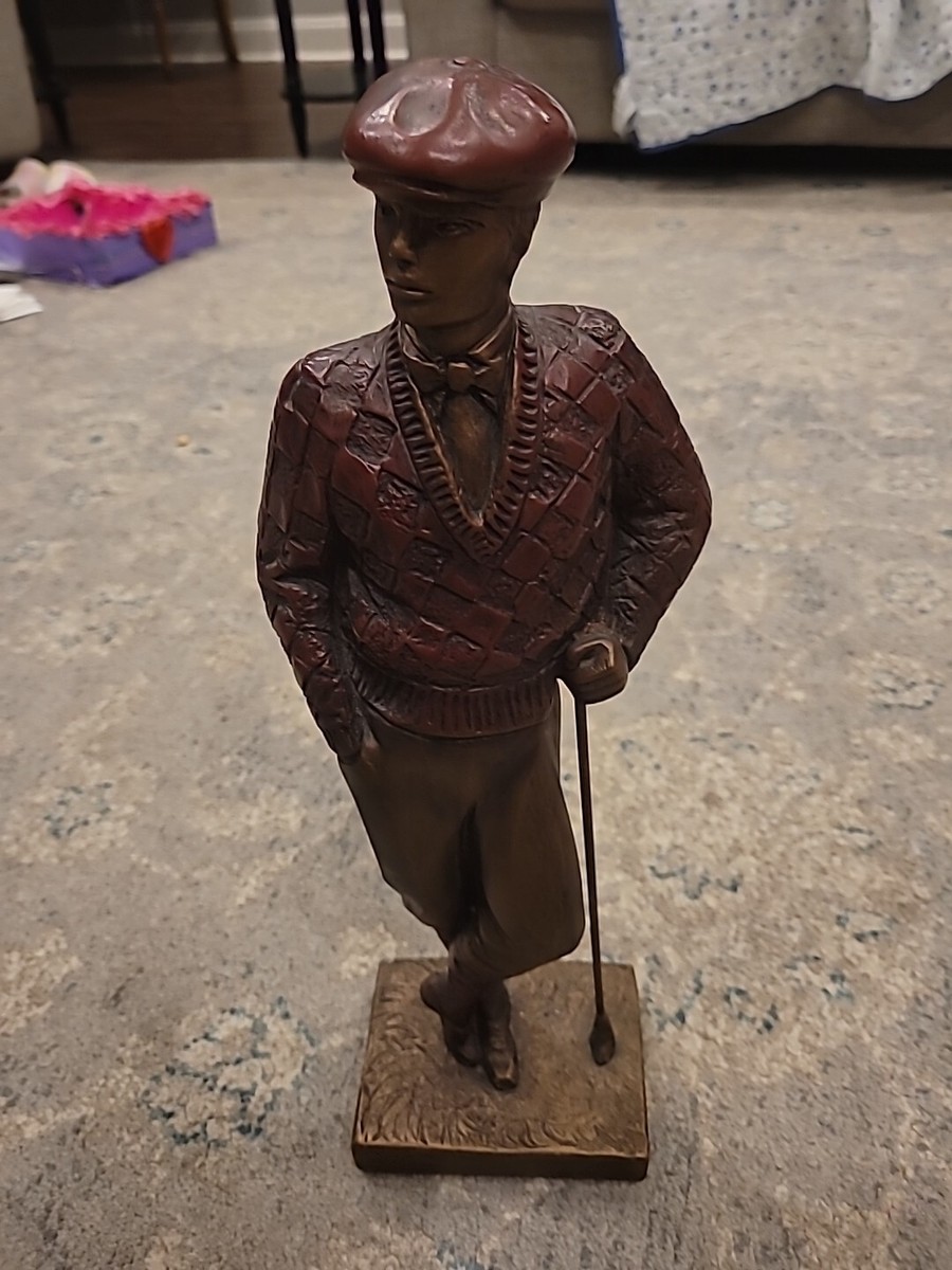 Vintage 1989 Heavy Resin Covered Bronze Austin Sculpture Golfer
