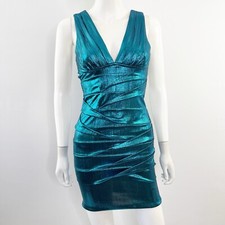 Midnight Nikibiki Aqua Metallic Cocktail Dress Size S Party Sexy