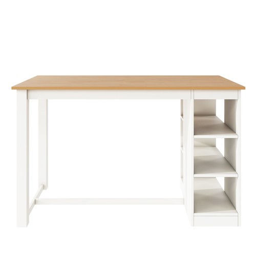 5Piece Dining Table Set Counter Height Dining Table Storage Table 4 Chairs White - Picture 13 of 19