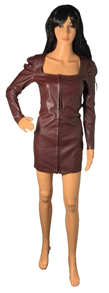 Mini Vestido Betsy Johnson Para Mujer Talla 2 Borgoña Imitación Cuero Nuevo Con Etiquetas Foto 2 de 4