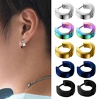 1Pair Titanium Steel Piercing Jewelry Ear Studs Hoop Earring Punk Style Fashio ☾