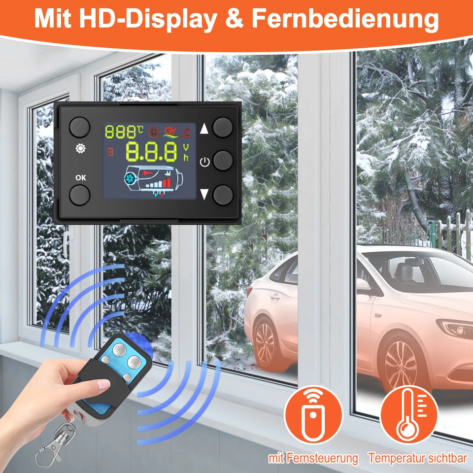 12V 8KW Diesel Standheizung Air Heater Luftheizung Integration Heizung LCD + FB - Bild 4 von 4