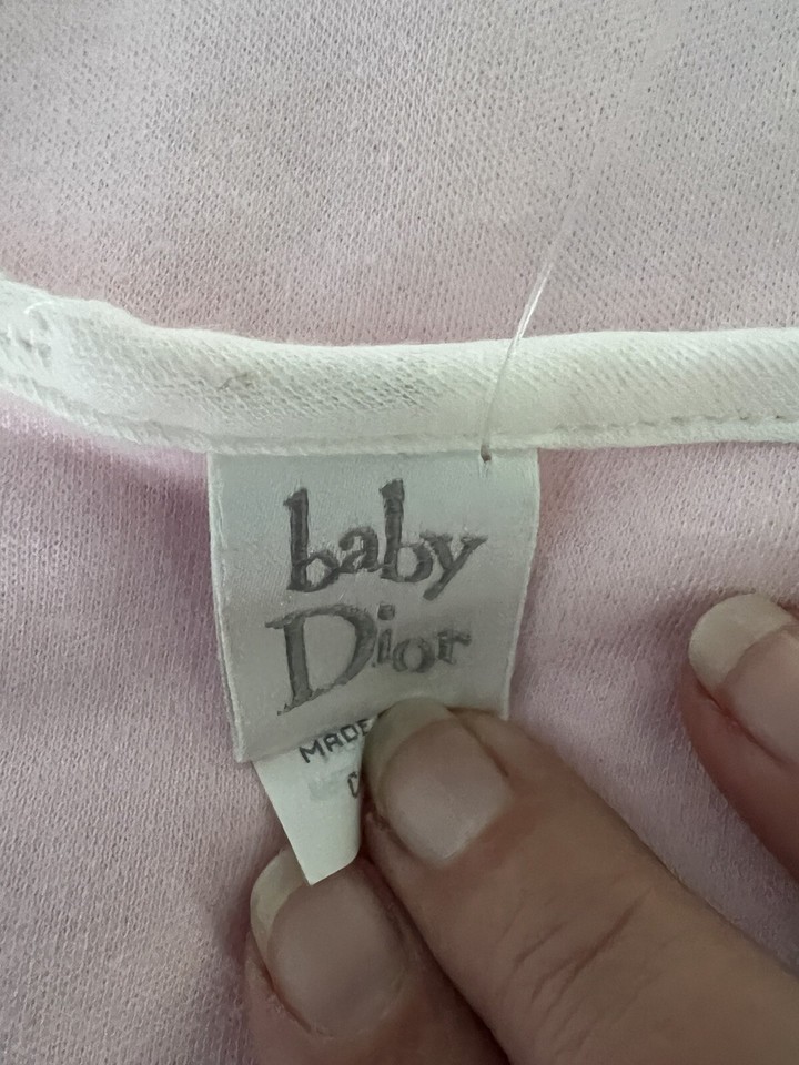 Christian Dior Baby Blanket Embroidered Lace Ribbon Satin Rose Pink