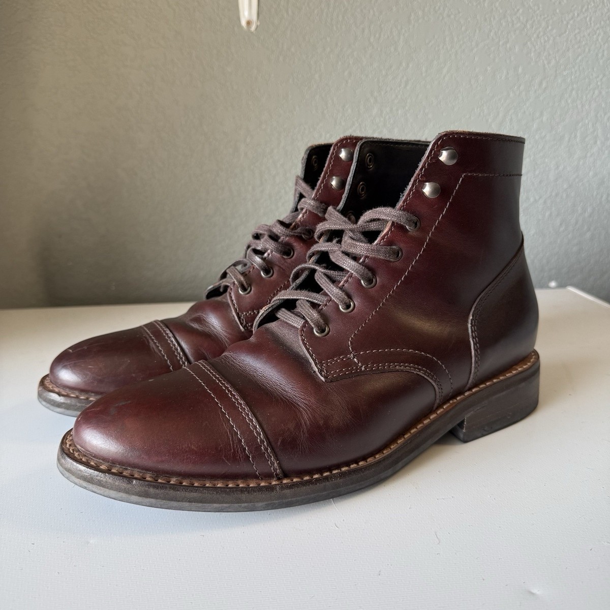 Thursday Captain Boots Mens Size 10 Brown Leather Cap Toe 