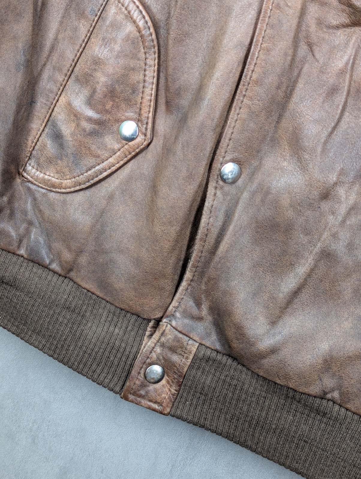 Vintage Leather Vest Size Medium Utility Tan Brown Distressed Zip & Snaps image 4